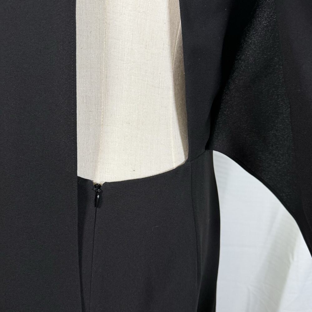 Tibi Black Cape Sleeve Midi Dress Batwing Open Back Minimalist Sz 6 Avant Garde - Picture 8 of 14